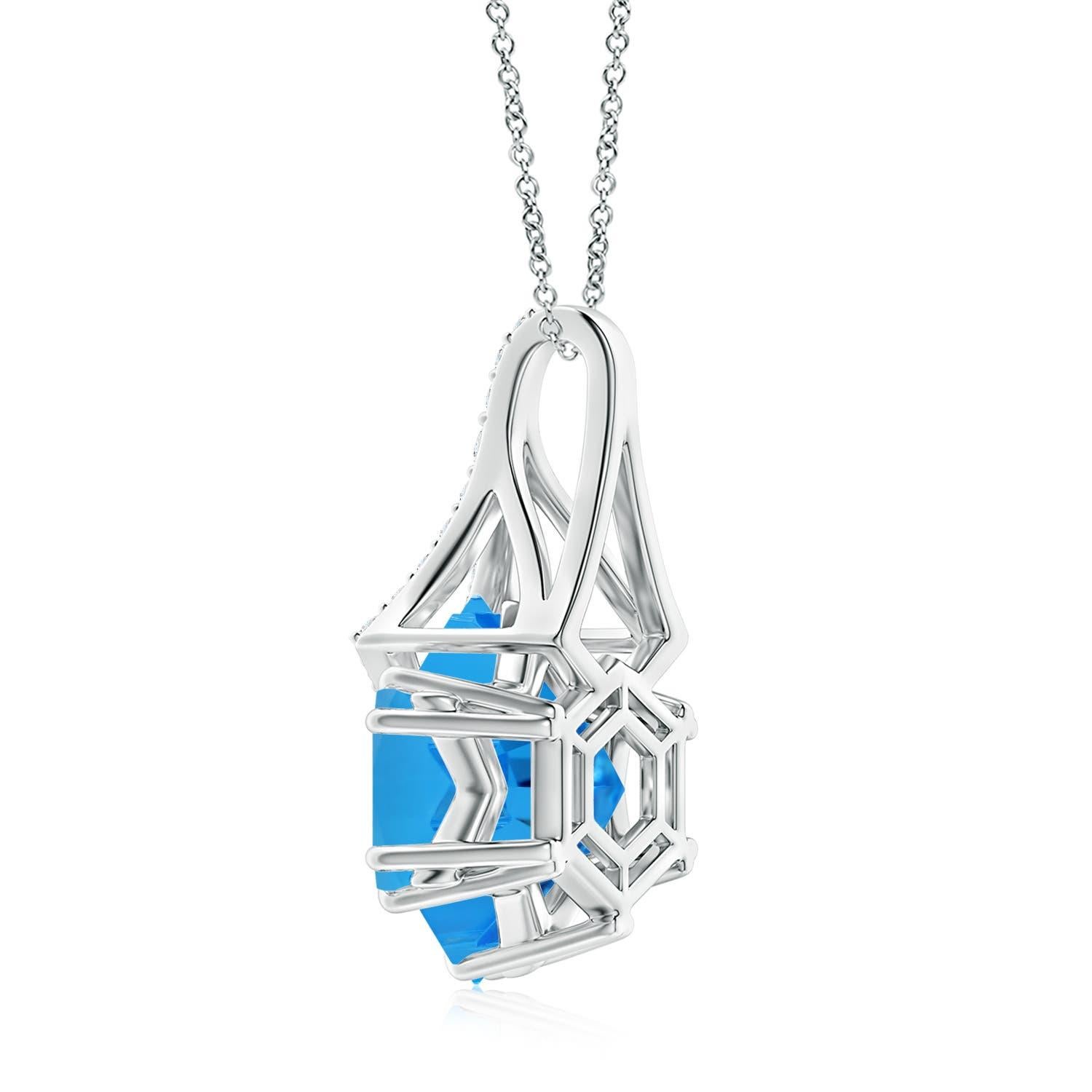 Taille mixte Angara Pendentif en or massif 14K avec topaze bleue suisse certifiée GIA de 12,76 ct Naturel en vente