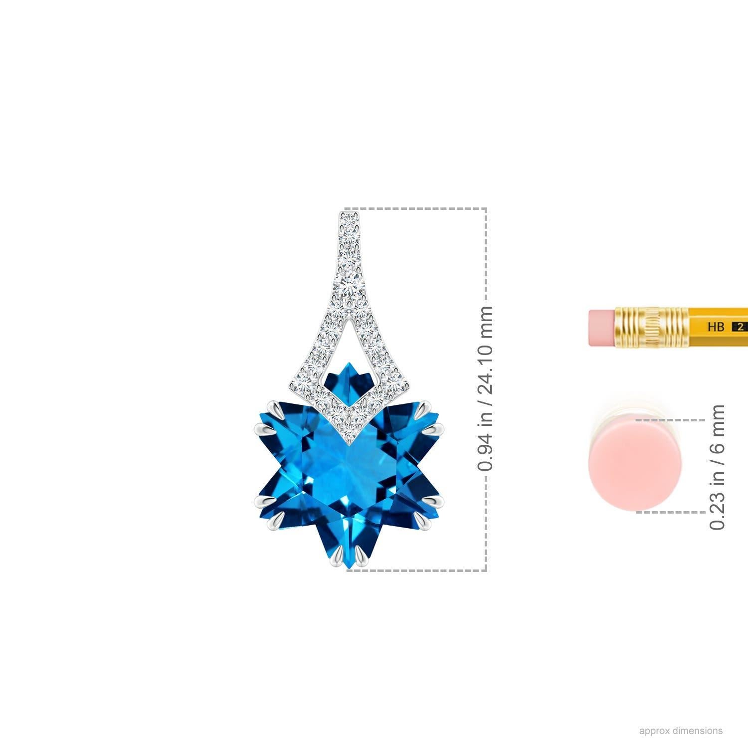 Angara Pendentif en or massif 14K avec topaze bleue suisse certifiée GIA de 12,76 ct Naturel Neuf - En vente à Los Angeles, CA