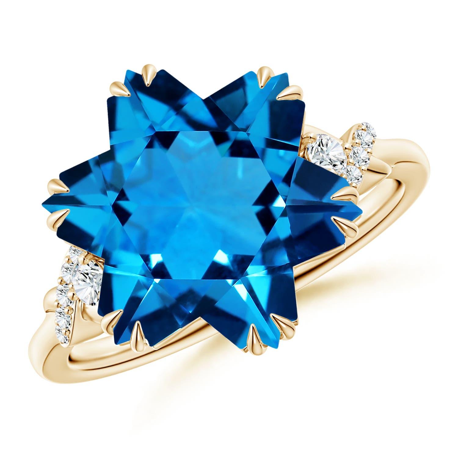 Anello Angara con Topazio Blu Svizzero da 12,76 carati, certificato GIA, in oro 14K, Donna in vendita 6