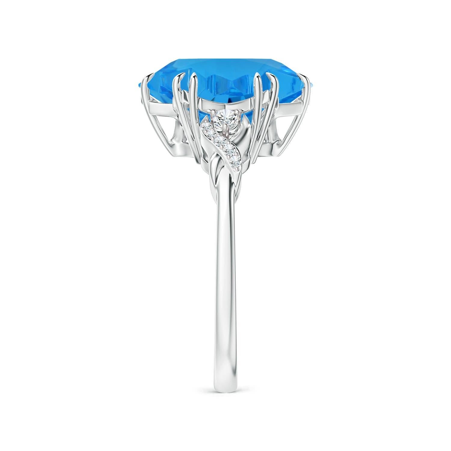 Anello Angara con Topazio Blu Svizzero da 12,76 carati, certificato GIA, in oro 14K, Donna In condizioni Nuovo in vendita a Los Angeles, CA