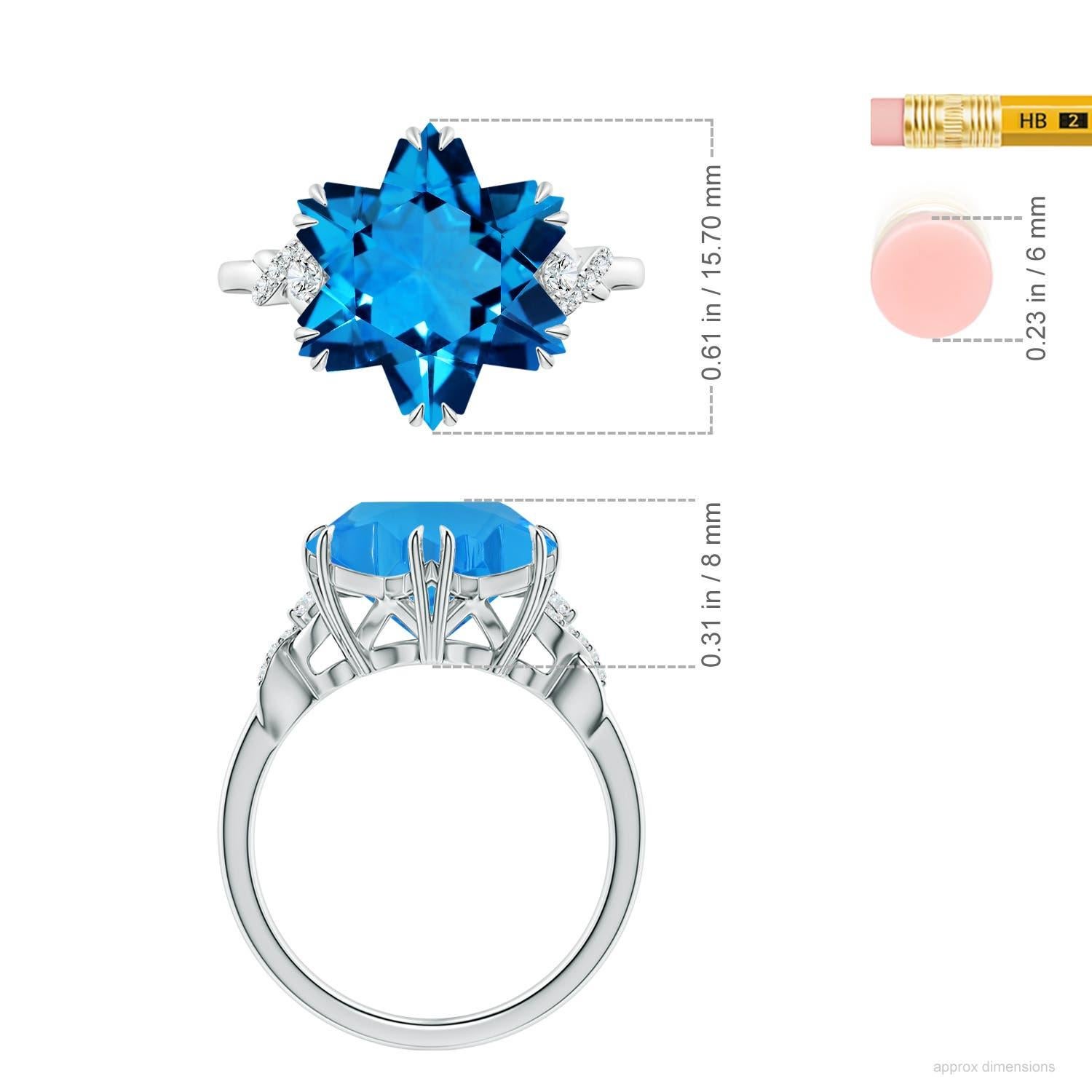 Anello Angara con Topazio Blu Svizzero da 12,76 carati, certificato GIA, in oro 14K, Donna in vendita 3