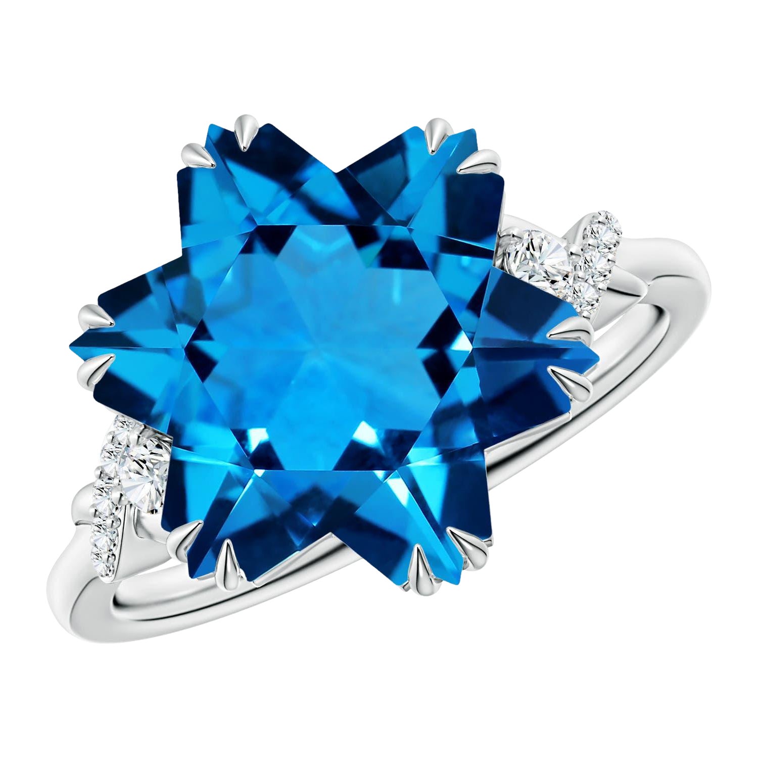 Angara Anillo de Topacio Azul Suizo Natural Certificado GIA de 12,76 ct en Oro de 14K para Mujer