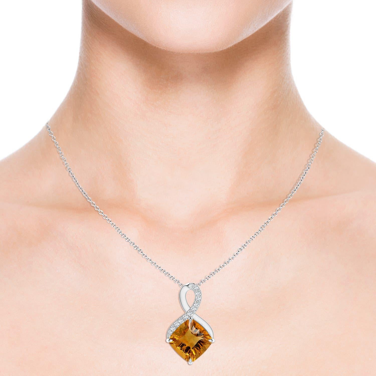 Donna Ciondolo di Citrino di Angara Nature certificato GIA da 12 carati con diamante in oro massiccio 14 carati in vendita