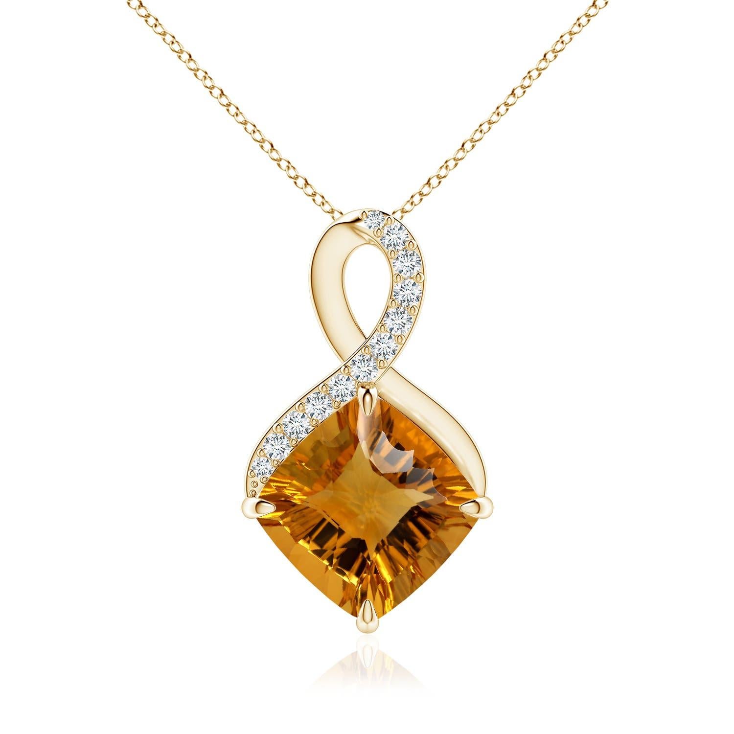 Ciondolo di Citrino di Angara Nature certificato GIA da 12 carati con diamante in oro massiccio 14 carati in vendita 3