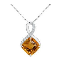 Angara Colgante de Citrino Natural Certificado GIA de 12ct con Diamante en Oro Macizo de 14K