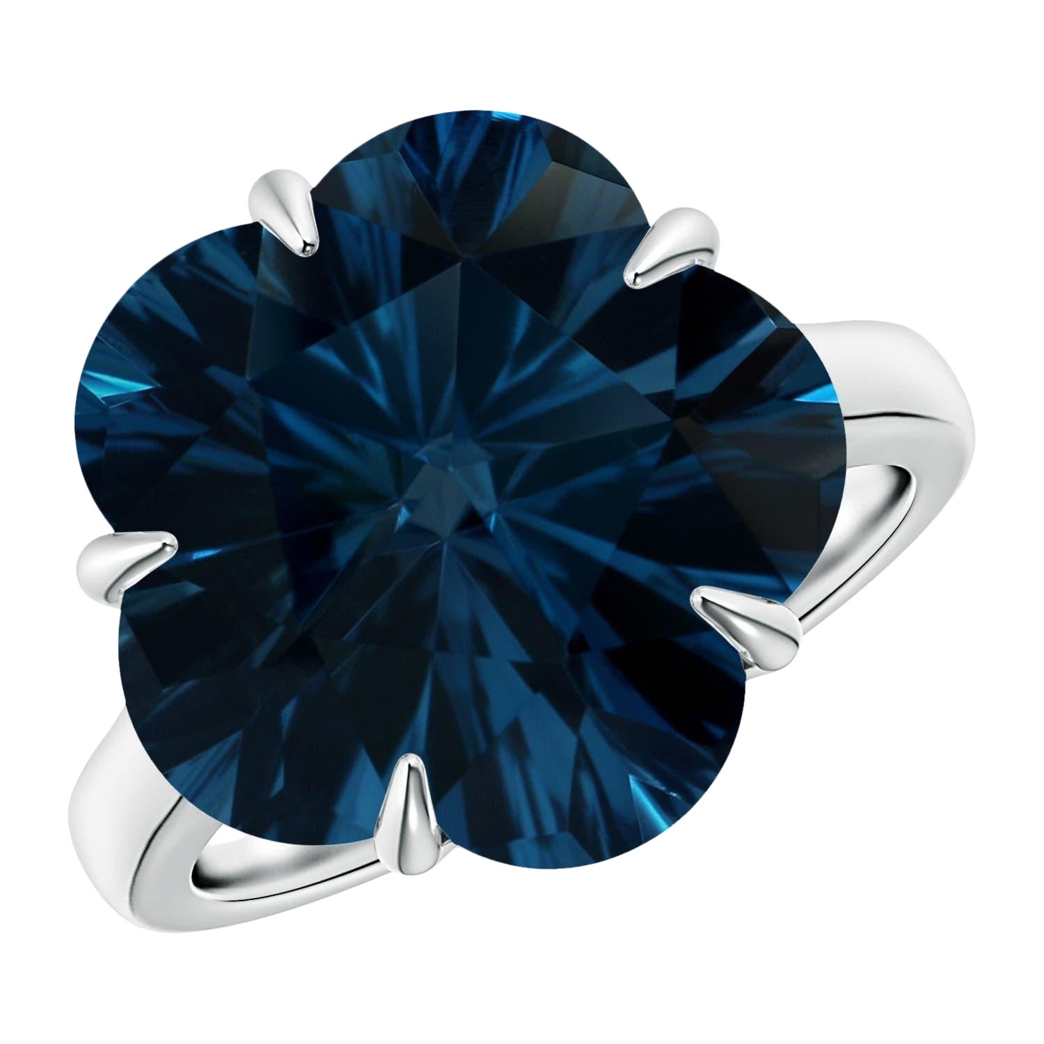 Anello solitario con Topazio Blu di Londra da 13,9 carati certificato GIA da Angara, in oro 14K