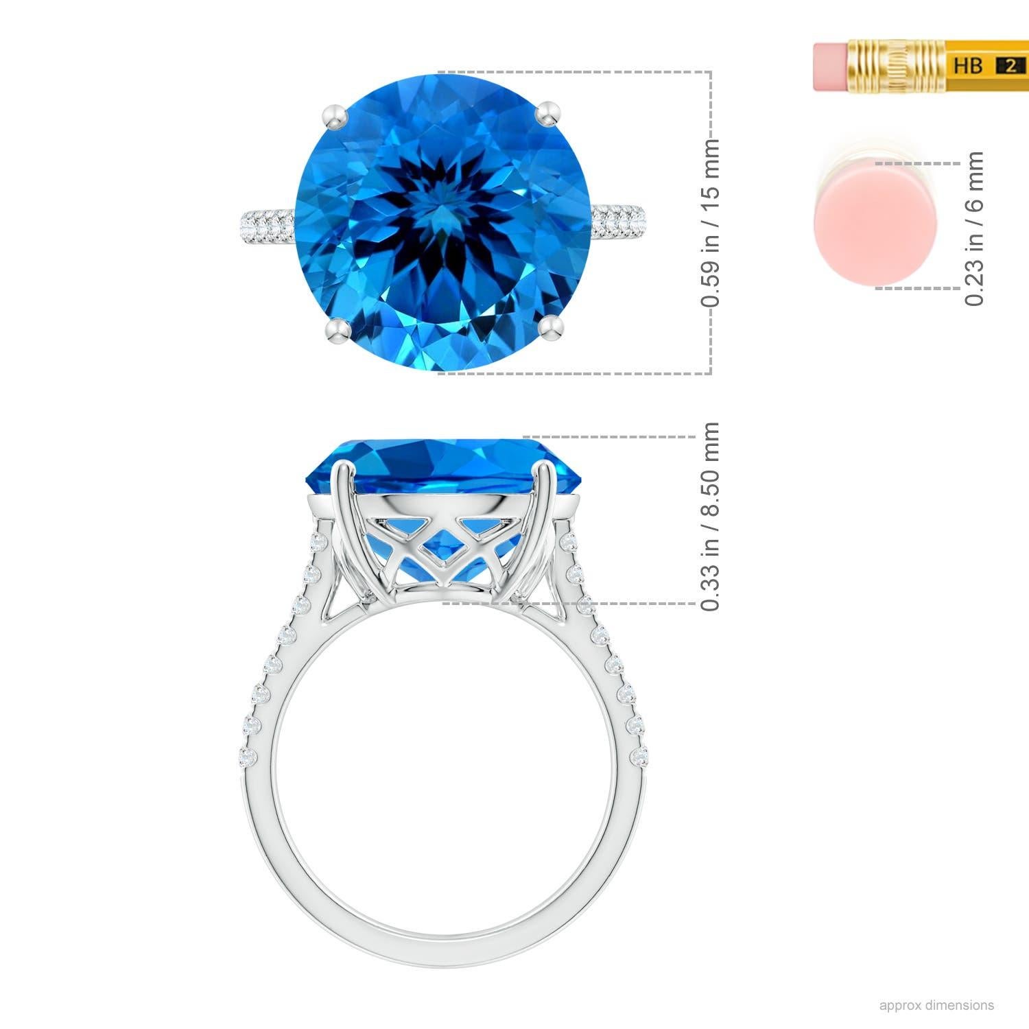 Donna Anello Cattedrale con Topazio Blu Svizzero da 14,26 carati certificato GIA di Angara in oro 14K in vendita