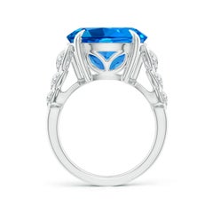 Angara Natural GIA Certified 14.26ct Swiss Blue Topaz Ring in 14K Gold for Women