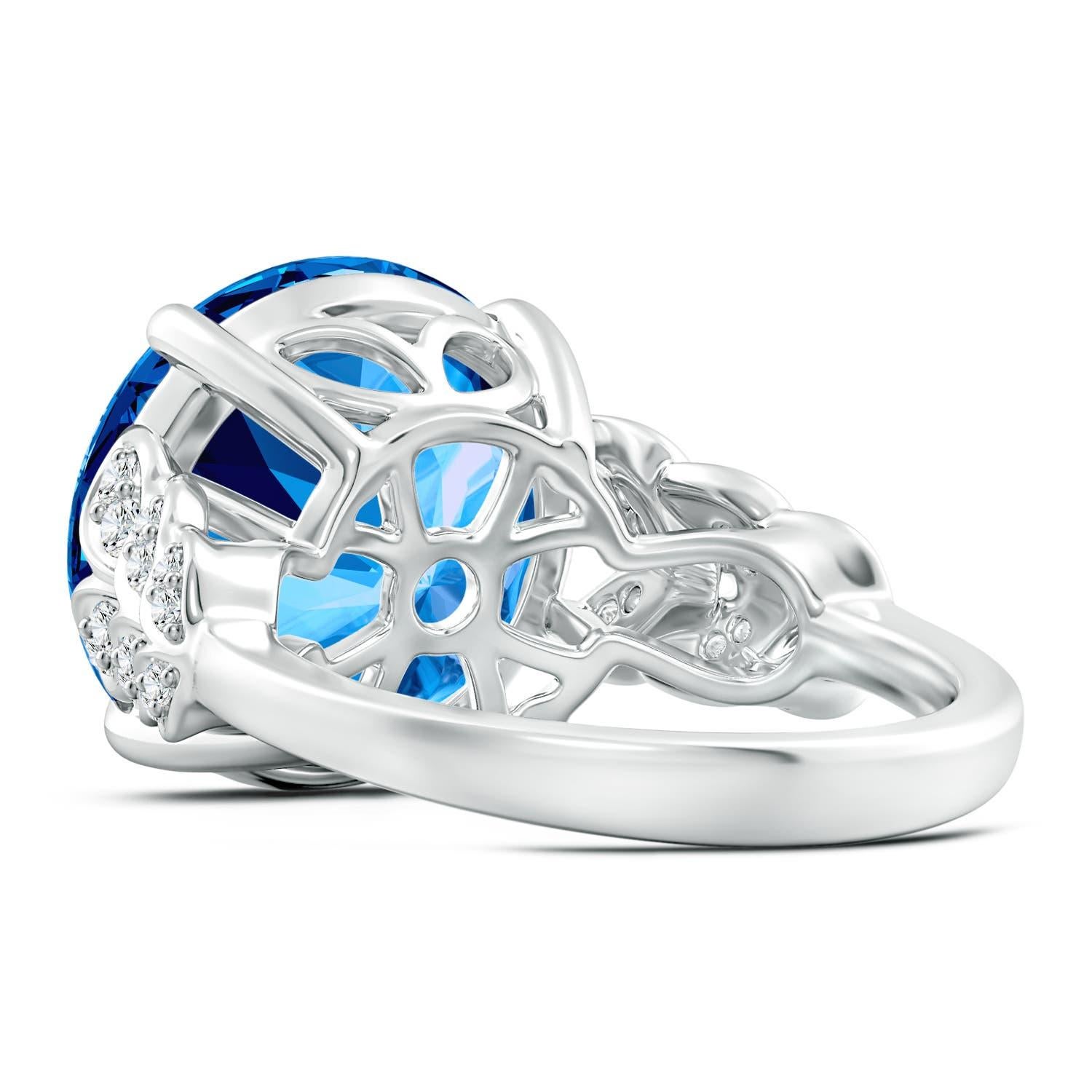 Taille ronde Bague en or 14 carats pour femme : Topaze bleue suisse certifiée GIA de 14,26 ct Naturelle en vente