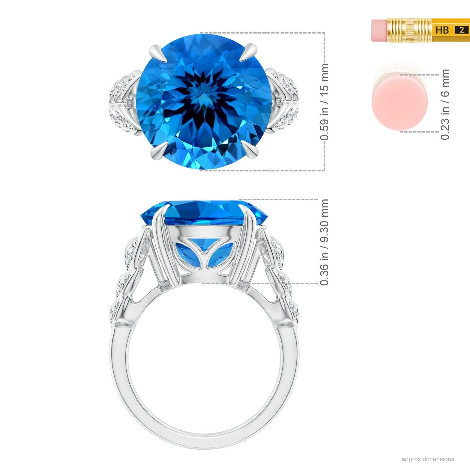 Bague en or 14 carats pour femme : Topaze bleue suisse certifiée GIA de 14,26 ct Naturelle Pour femmes en vente