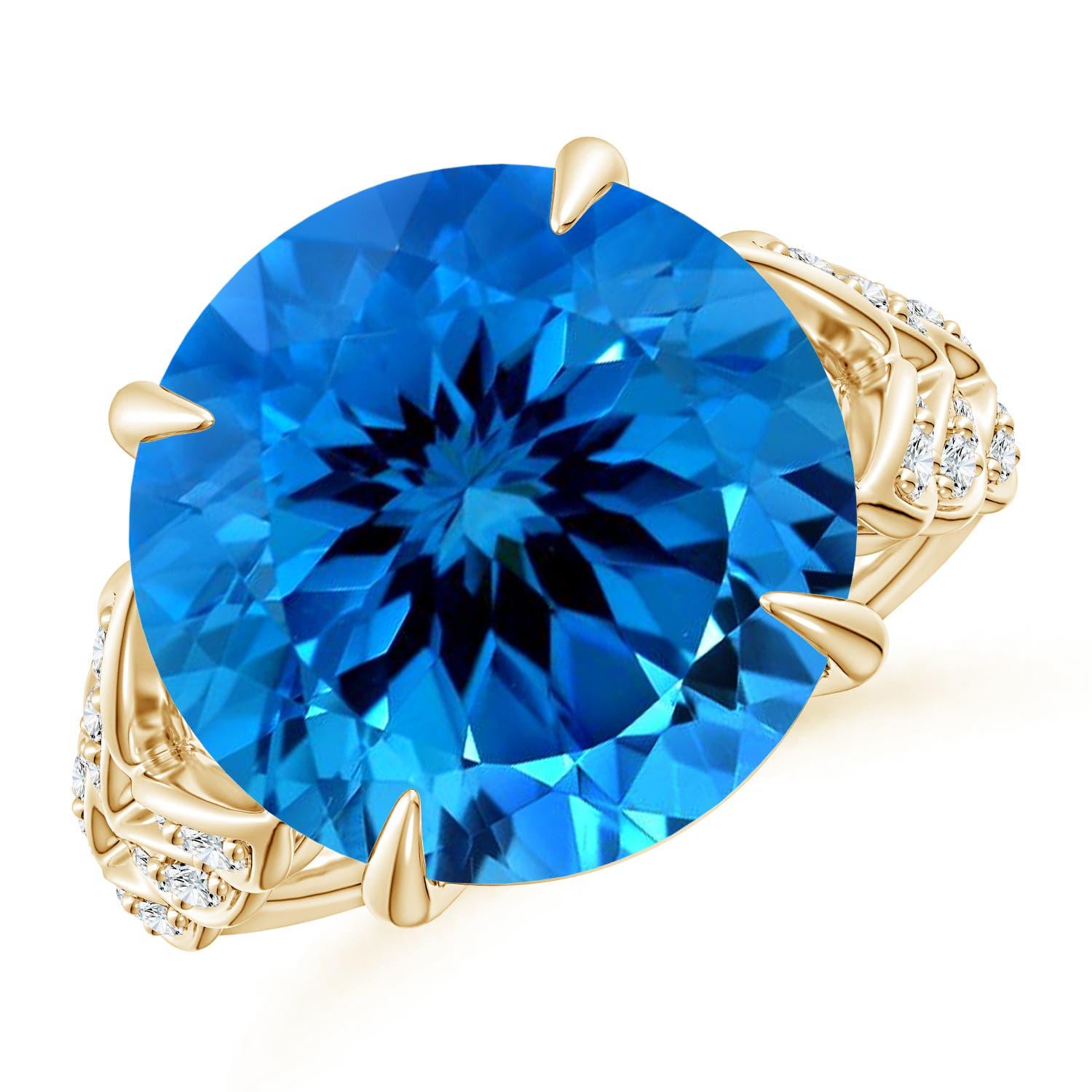 Bague en or 14 carats pour femme : Topaze bleue suisse certifiée GIA de 14,26 ct Naturelle en vente 1