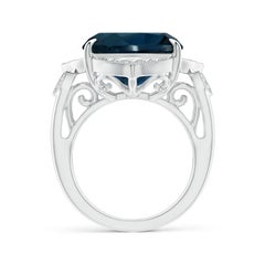 Angara Natural GIA Certified 14.43 ct London Blue Topaz Ring in 14K Solid Gold