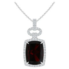 Angara Pendentif en or massif 14K avec grenat naturel certifié GIA de 15,46 ct pour femmes