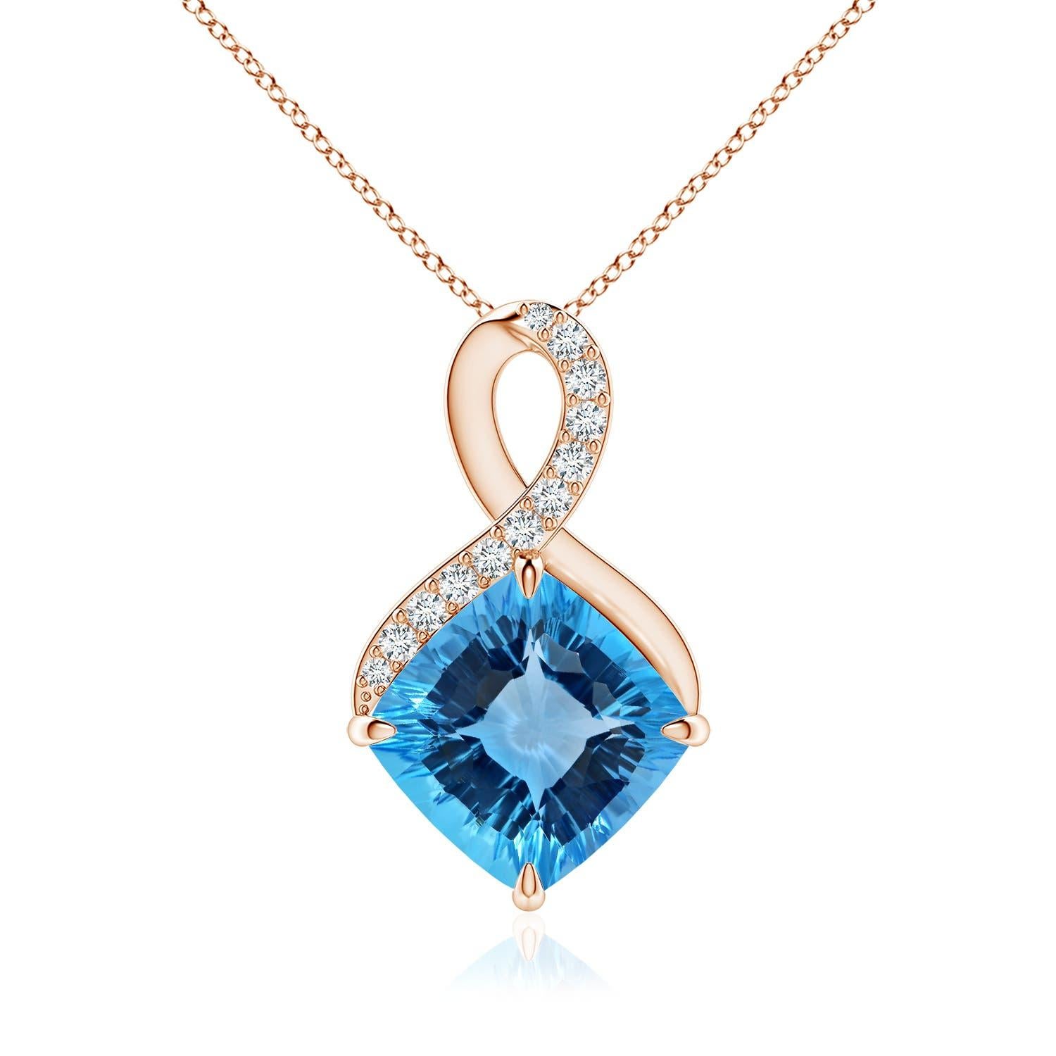 Angara Natural GIA zertifiziert 16,45 ct Schweizer Blau Topas Anhänger in 14K massivem Gold im Angebot 4