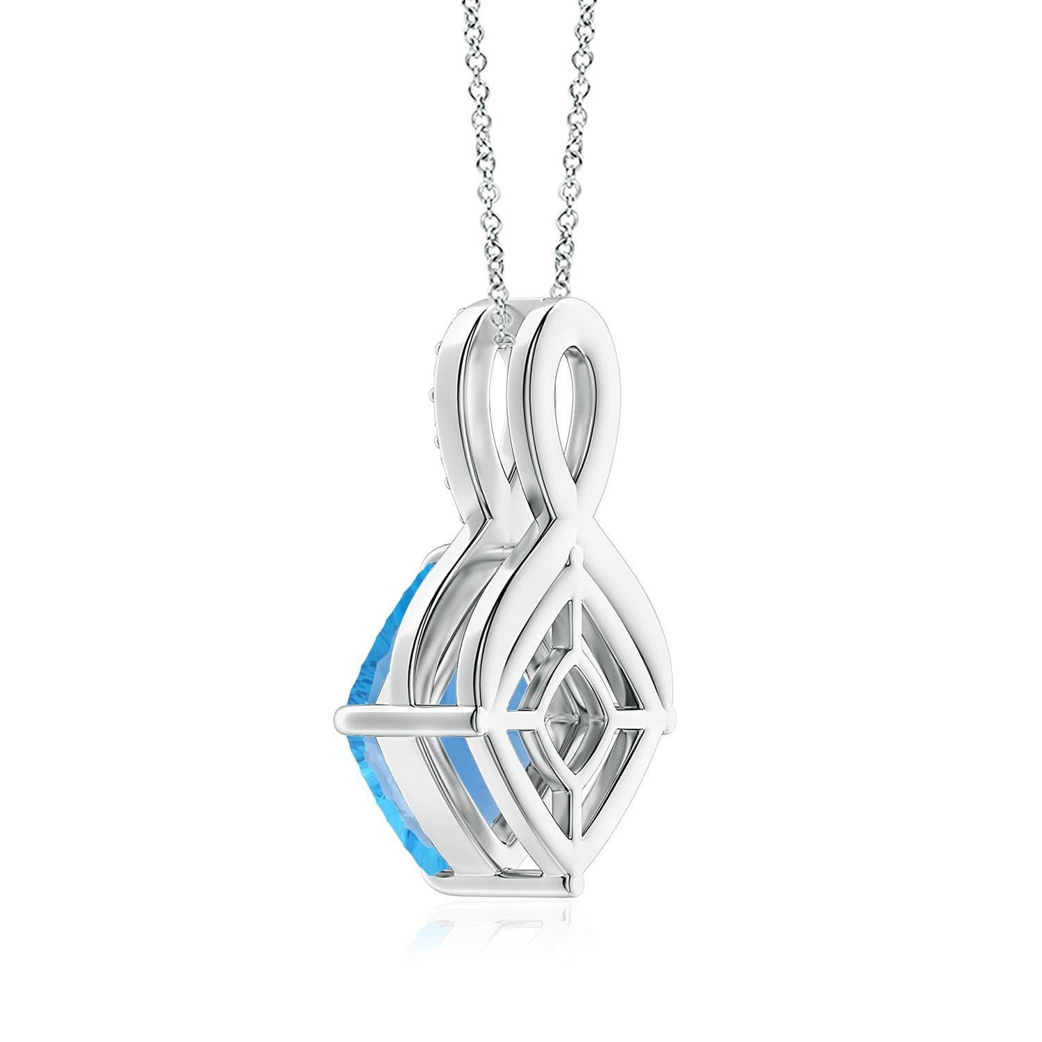 Angara Natural GIA zertifiziert 16,45 ct Schweizer Blau Topas Anhänger in 14K massivem Gold (Kissenschliff) im Angebot