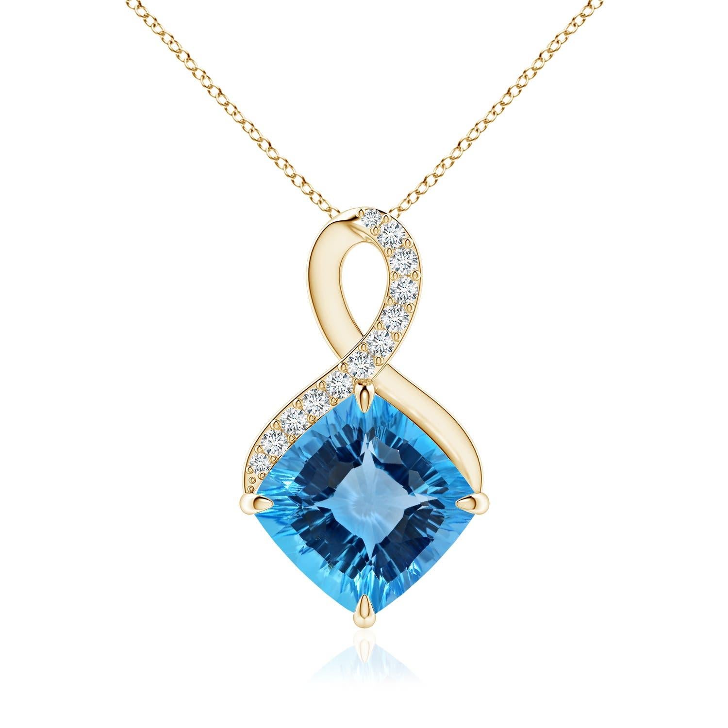 Angara Natural GIA zertifiziert 16,45 ct Schweizer Blau Topas Anhänger in 14K massivem Gold im Angebot 3