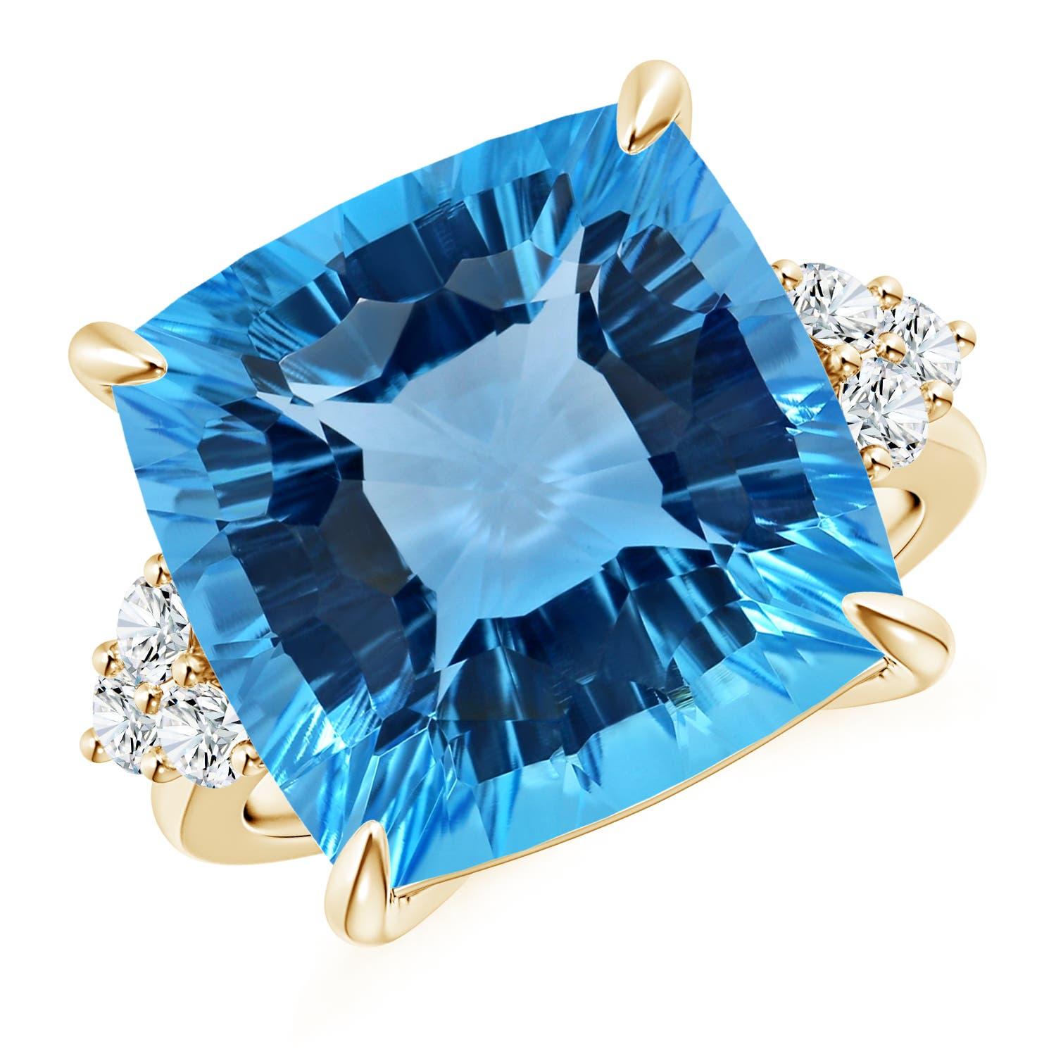 Anello di fidanzamento Angara Nature certificato GIA 16,45ct Topazio Blu Svizzero in oro 14K in vendita 5