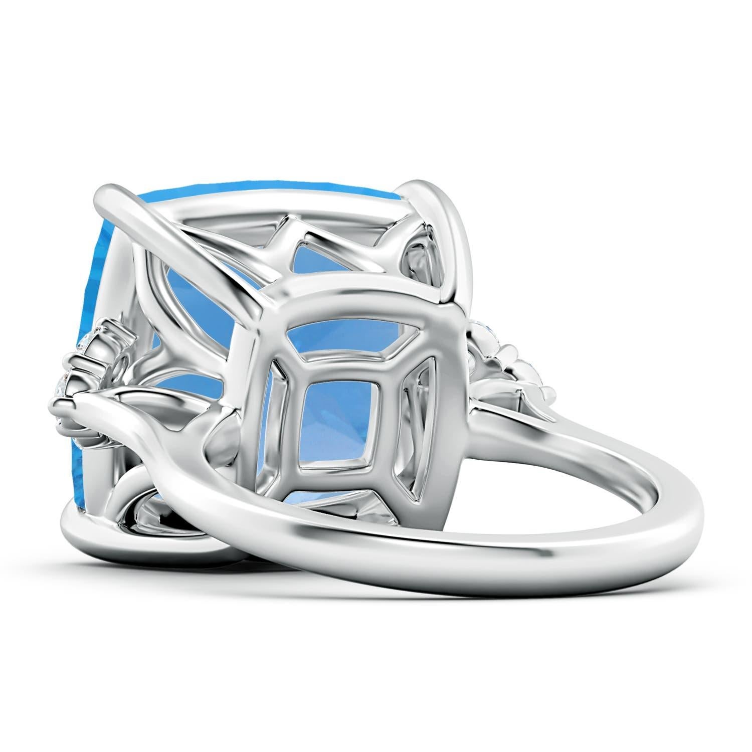 Donna Anello di fidanzamento Angara Nature certificato GIA 16,45ct Topazio Blu Svizzero in oro 14K in vendita