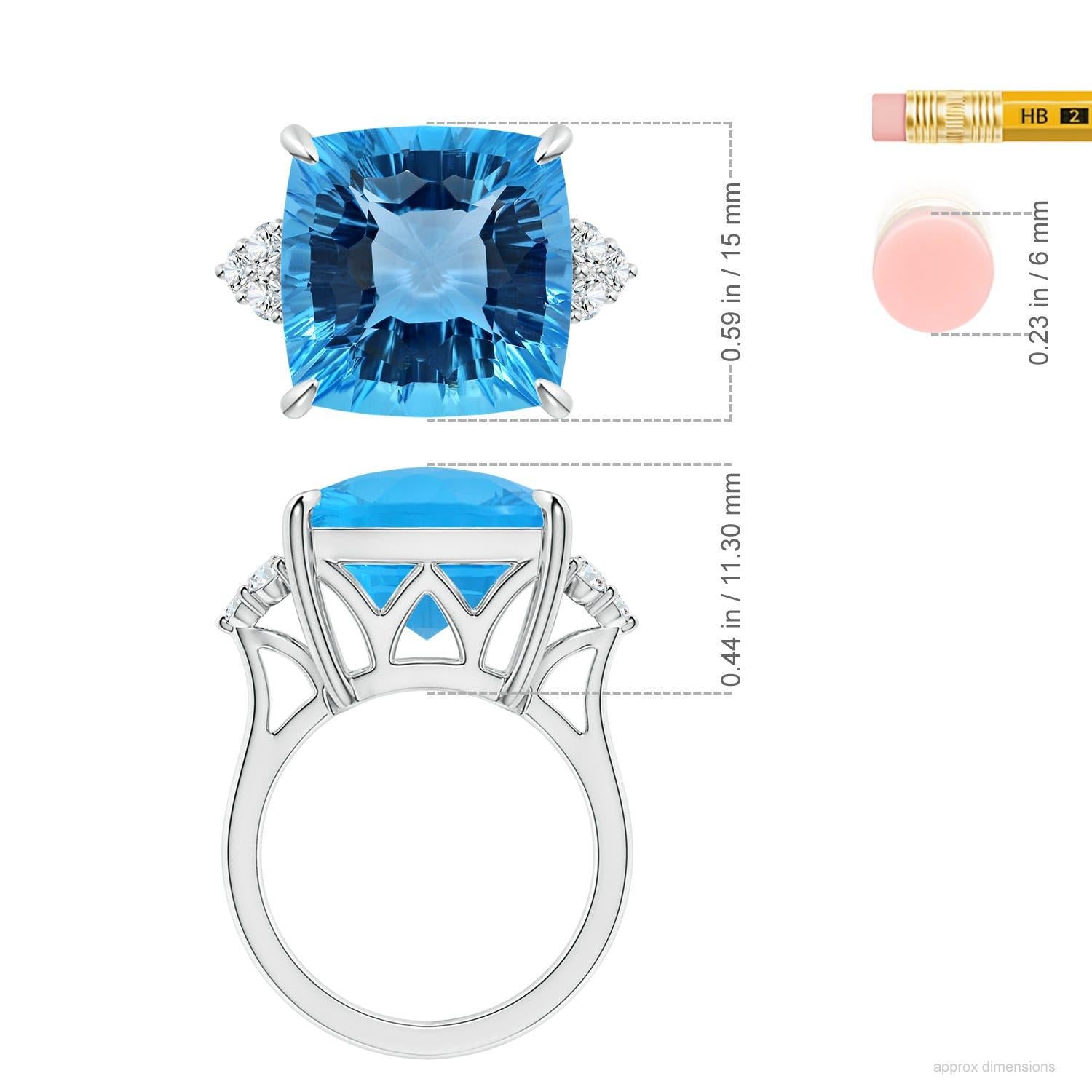 Anello di fidanzamento Angara Nature certificato GIA 16,45ct Topazio Blu Svizzero in oro 14K in vendita 2