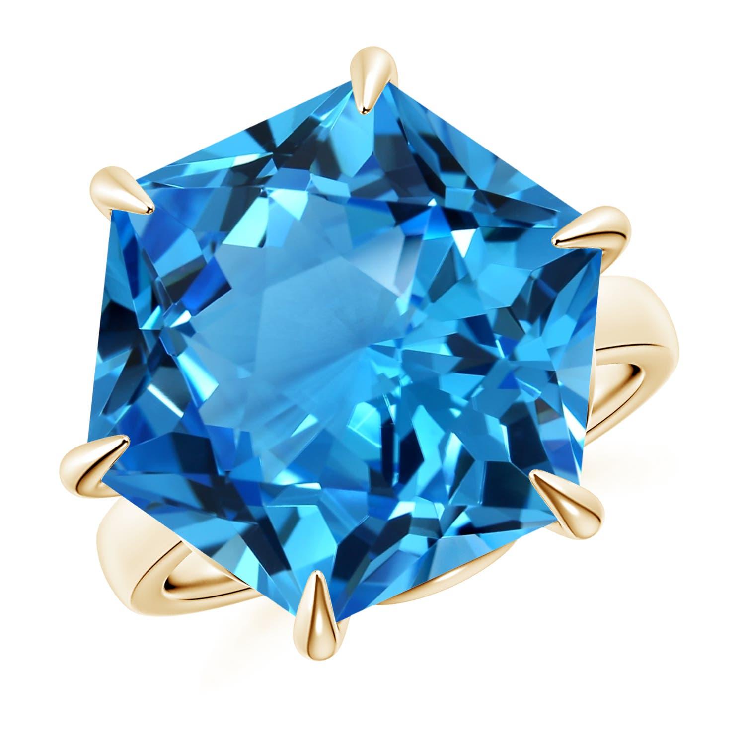 Angara Anillo solitario de oro de 14 quilates con topacio azul suizo de 17,5 ct certificado por el GIA en venta 4
