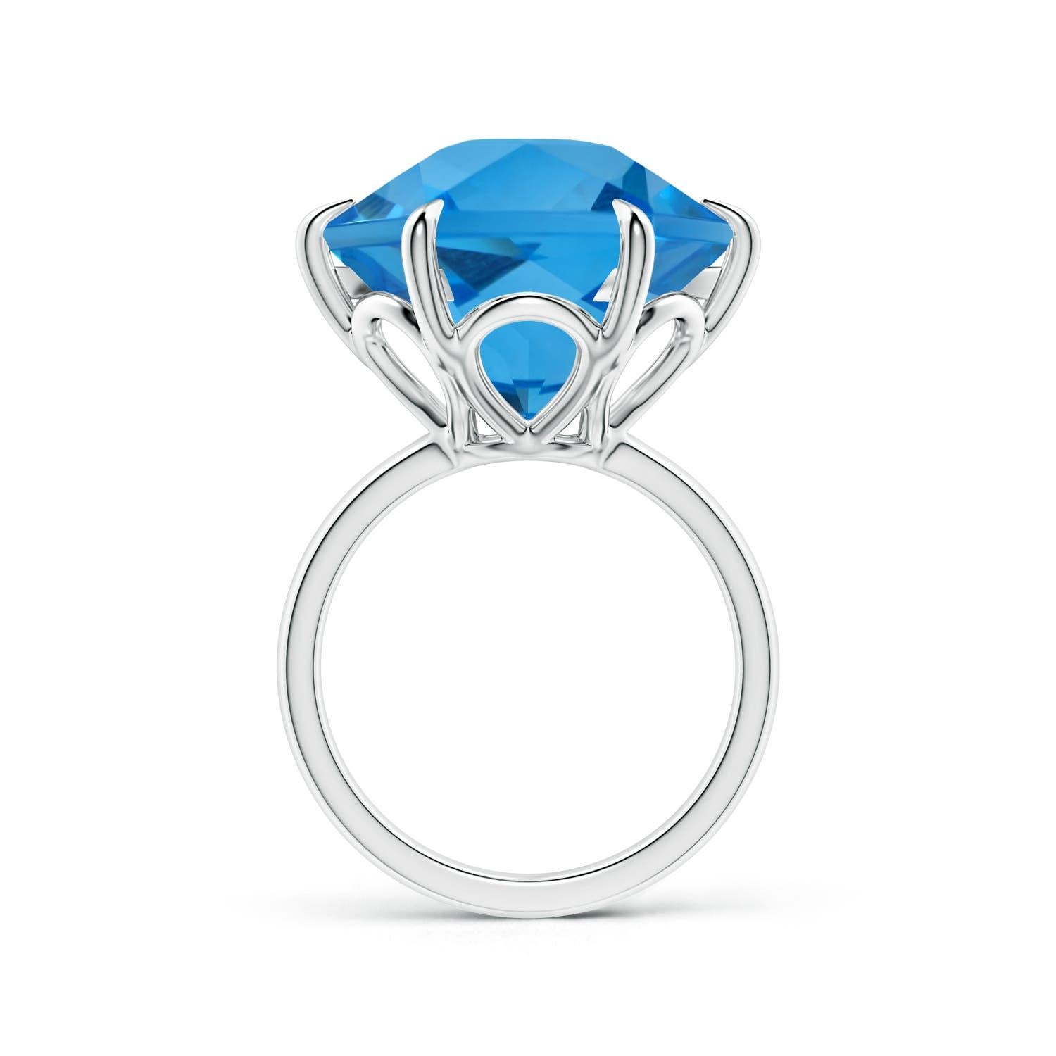 Angara Anillo solitario de oro de 14 quilates con topacio azul suizo de 17,5 ct certificado por el GIA Moderno en venta
