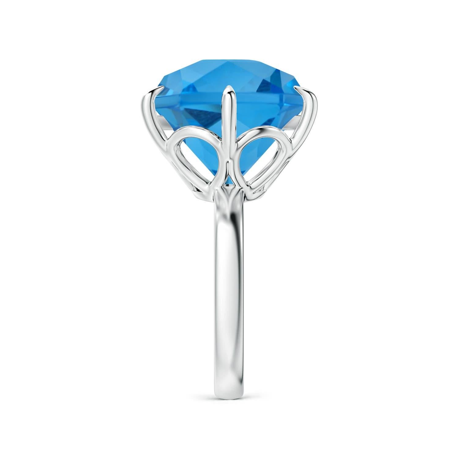 Angara Anillo solitario de oro de 14 quilates con topacio azul suizo de 17,5 ct certificado por el GIA Corte hexagonal en venta