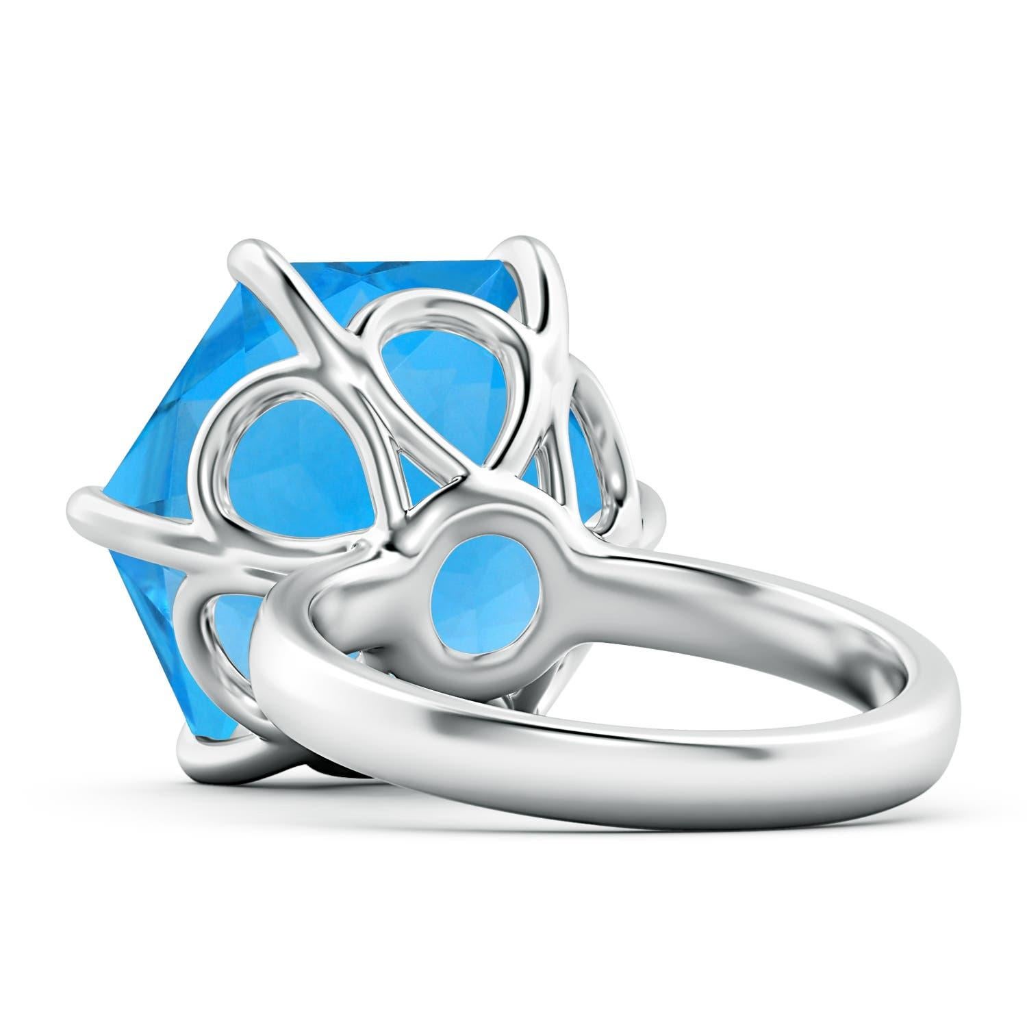 Angara Anillo solitario de oro de 14 quilates con topacio azul suizo de 17,5 ct certificado por el GIA en Nuevo estado para la venta en Los Angeles, CA