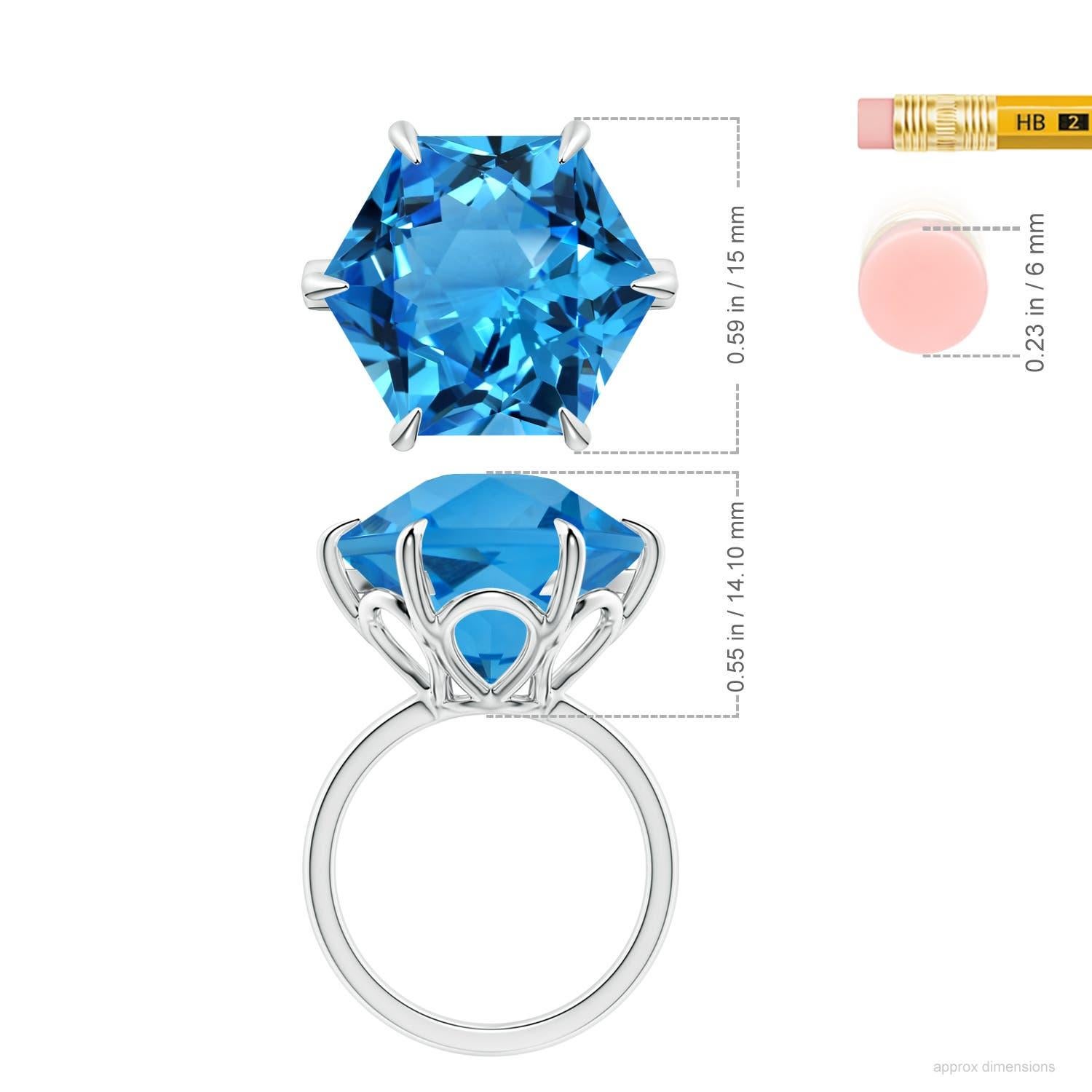 Angara Anillo solitario de oro de 14 quilates con topacio azul suizo de 17,5 ct certificado por el GIA en venta 1