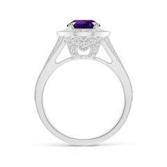 Angara Natural GIA Certified 1.77 ct Amethyst Halo Ring in 14K Gold for Women