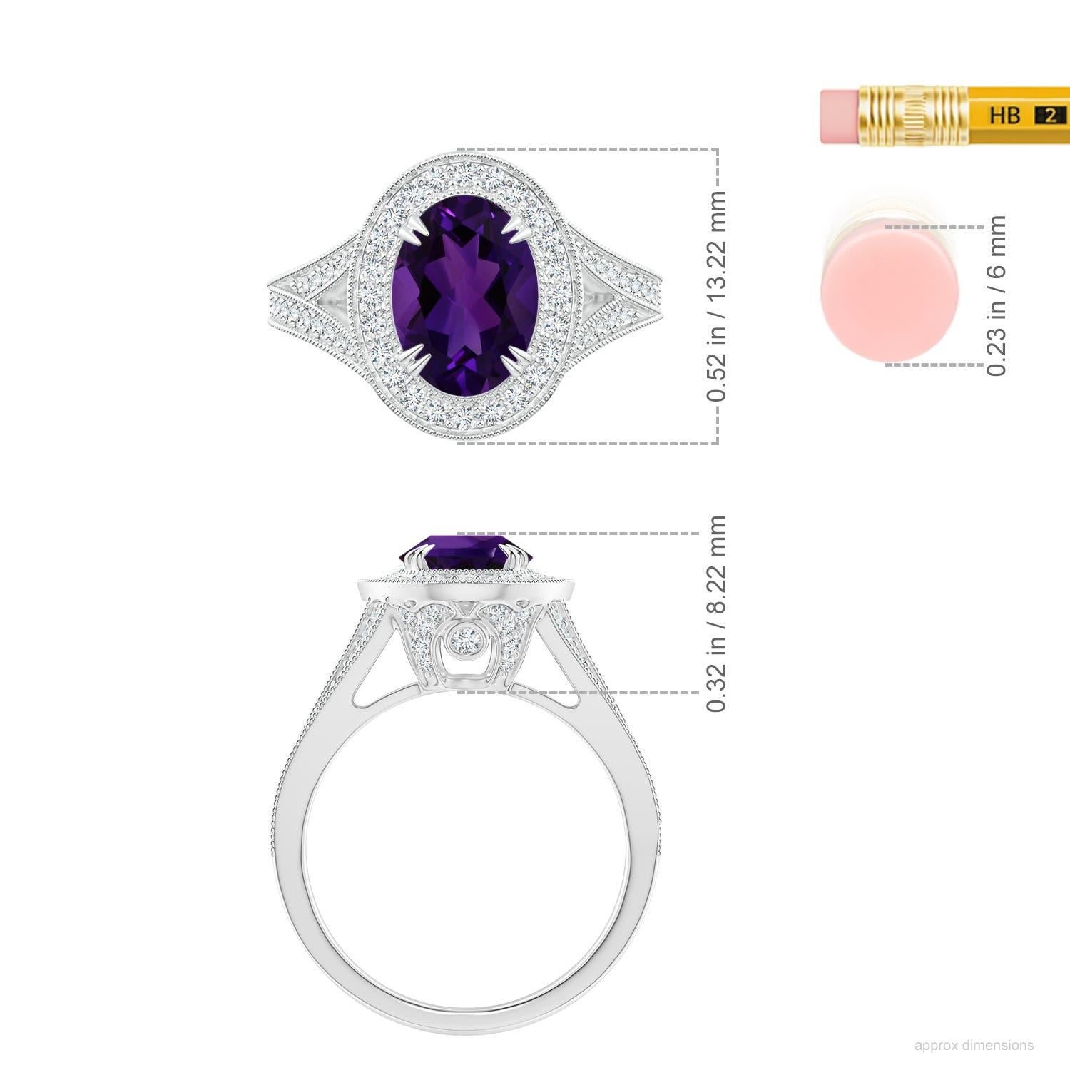 Bague en or 14 carats pour femme, certifiée GIA, de 1,77 ct d'améthyste naturelle en halo Neuf - En vente à Los Angeles, CA