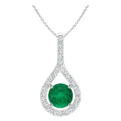 Angara Pendentif Emeraude Naturelle Certifiée GIA 1.81 ct avec Diamants en Or 14K