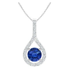 Pendentif en or massif 14K avec saphir bleu Angara Nature certifié GIA 1,87ct