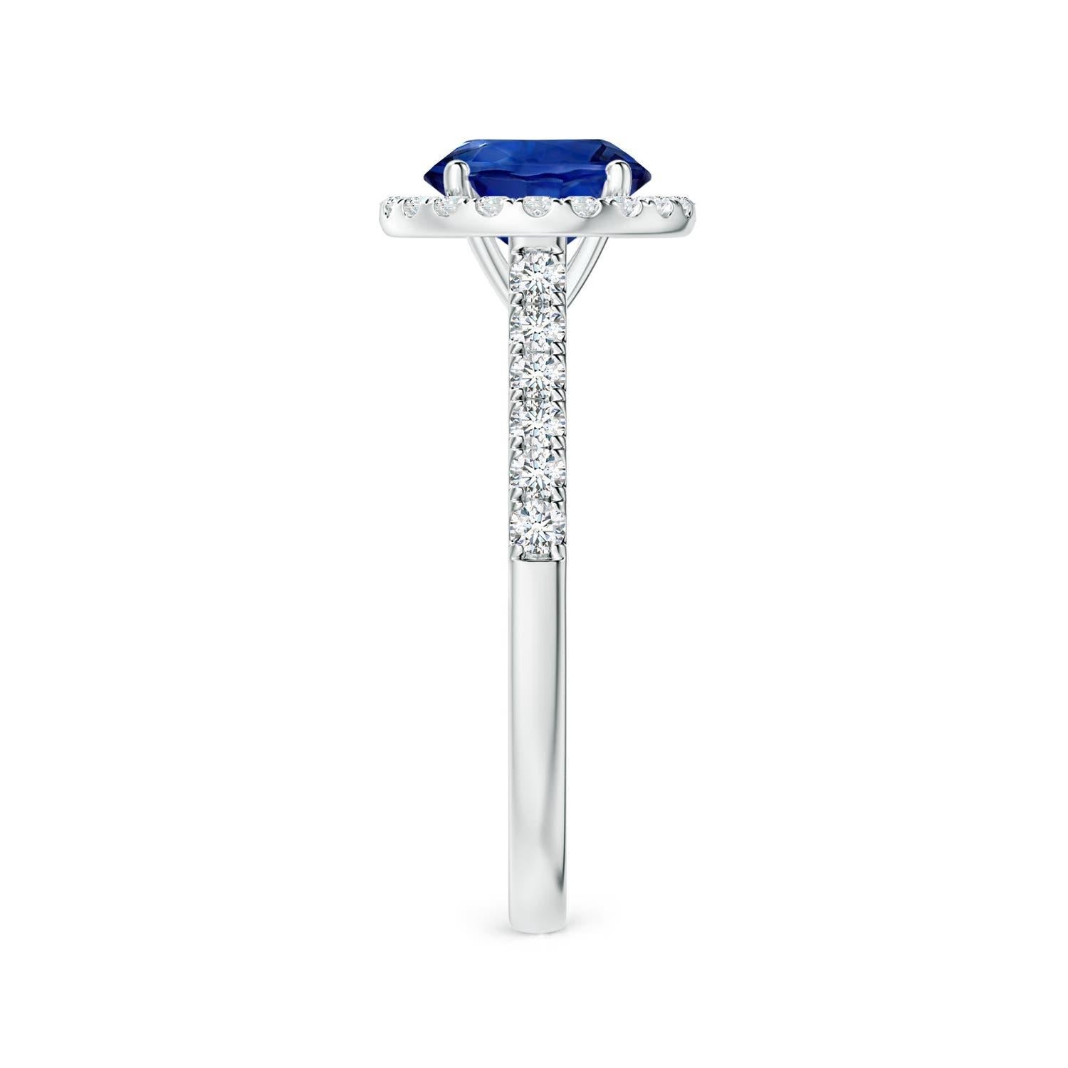 Taglio rotondo Anello con zaffiro blu di 1,87 carati certificato GIA di Angara e diamante in oro 14K in vendita