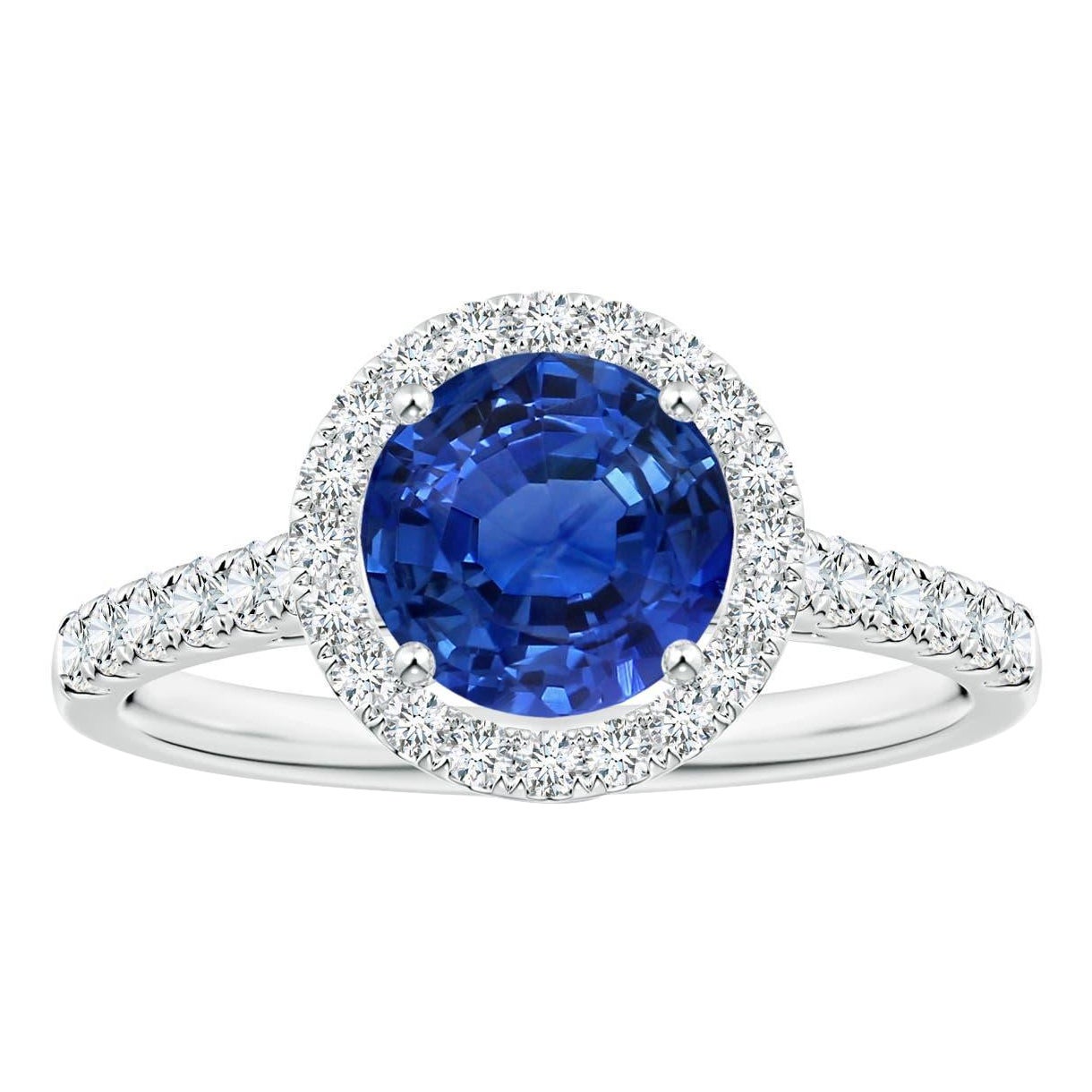 Anello con zaffiro blu di 1,87 carati certificato GIA di Angara e diamante in oro 14K