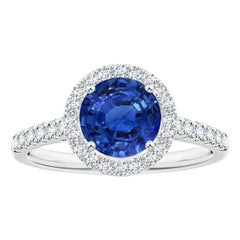 Angara Anillo de Zafiro Azul Natural Certificado GIA de 1,87ct con Diamante en Oro de 14K