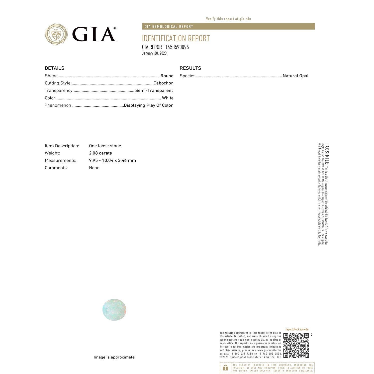 Moderne Angara Pendentif double halo en or massif 14K avec opale naturelle certifiée GIA de 2,08 ct en vente