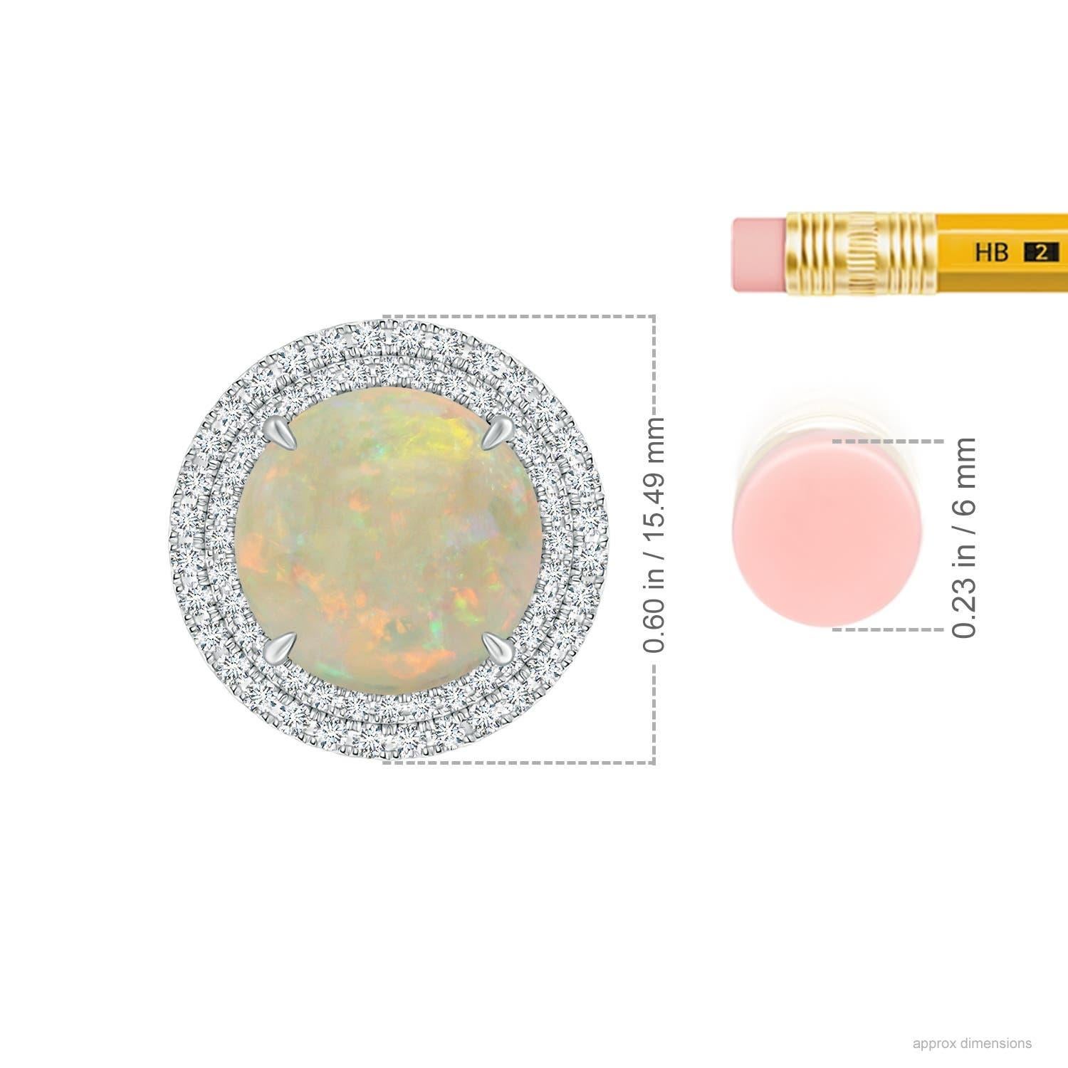 Angara Pendentif double halo en or massif 14K avec opale naturelle certifiée GIA de 2,08 ct Neuf - En vente à Los Angeles, CA