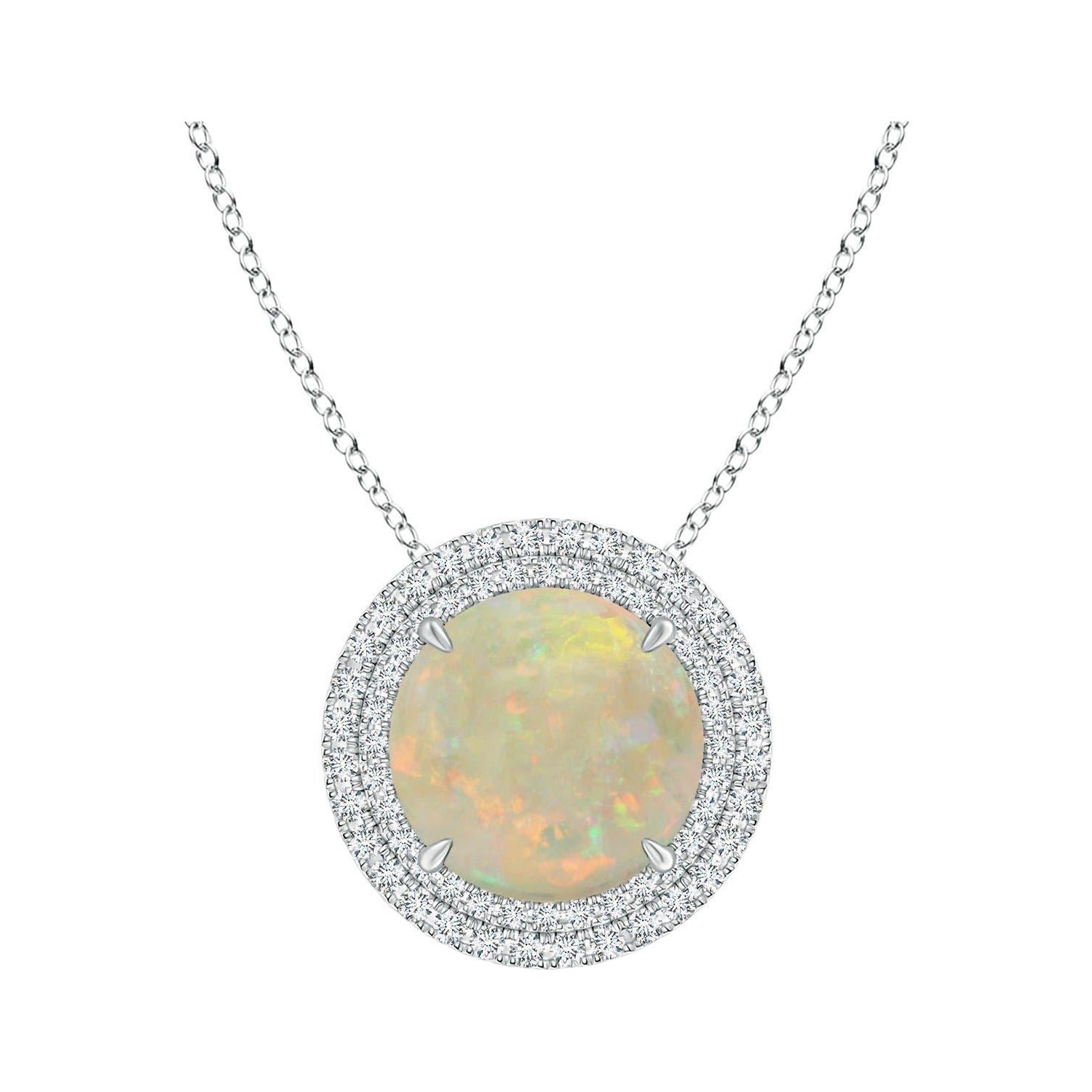 Angara Natural GIA zertifiziert 2,08 ct Opal Double Halo Anhänger in 14K Solid Gold