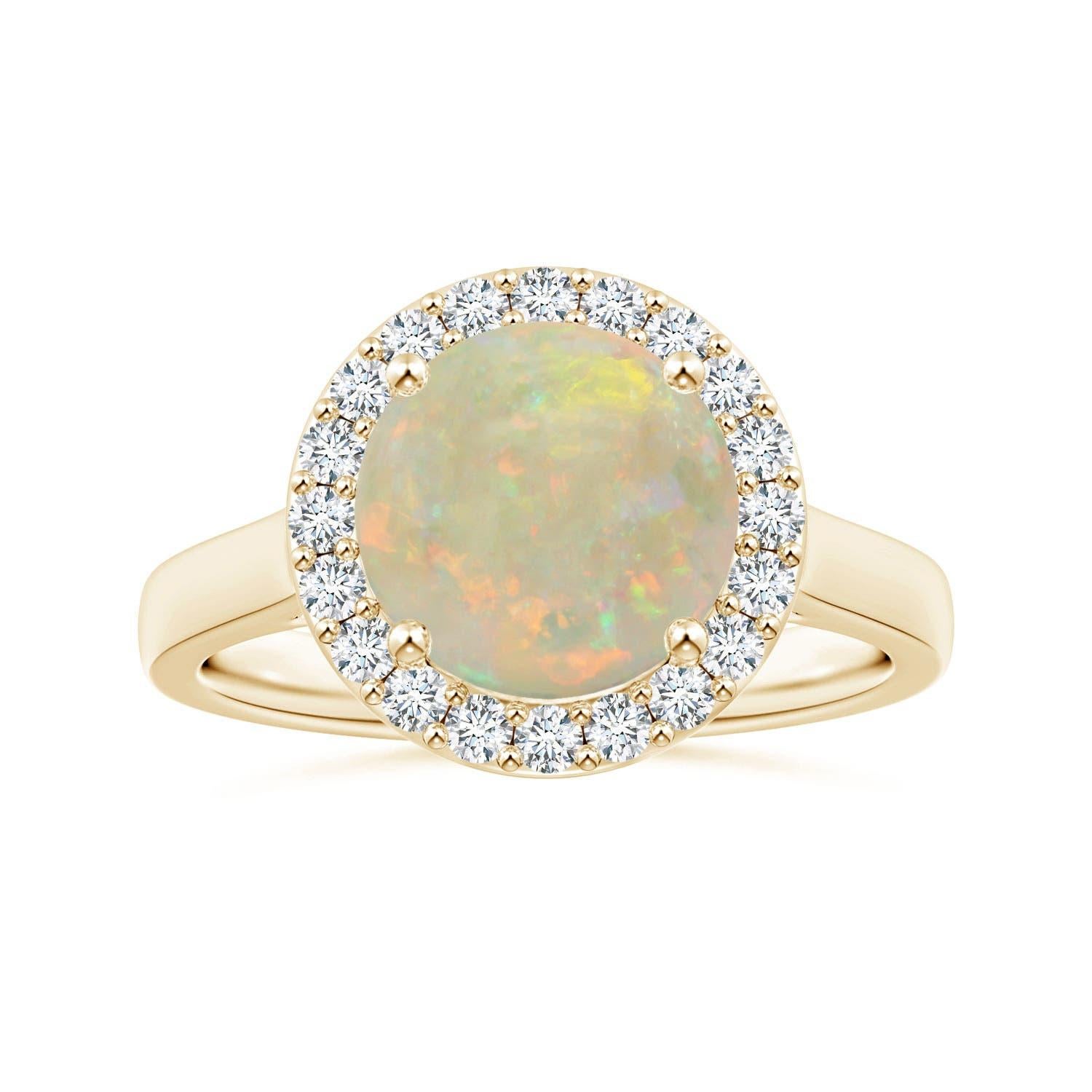 Anello aureola con opale naturale di 2,08 ct e diamanti in oro 14K di Angara, certificato GIA in vendita 3