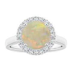 Angara Natural GIA zertifiziert 2,08 ct Opal Halo Ring mit Diamanten in 14K Gold