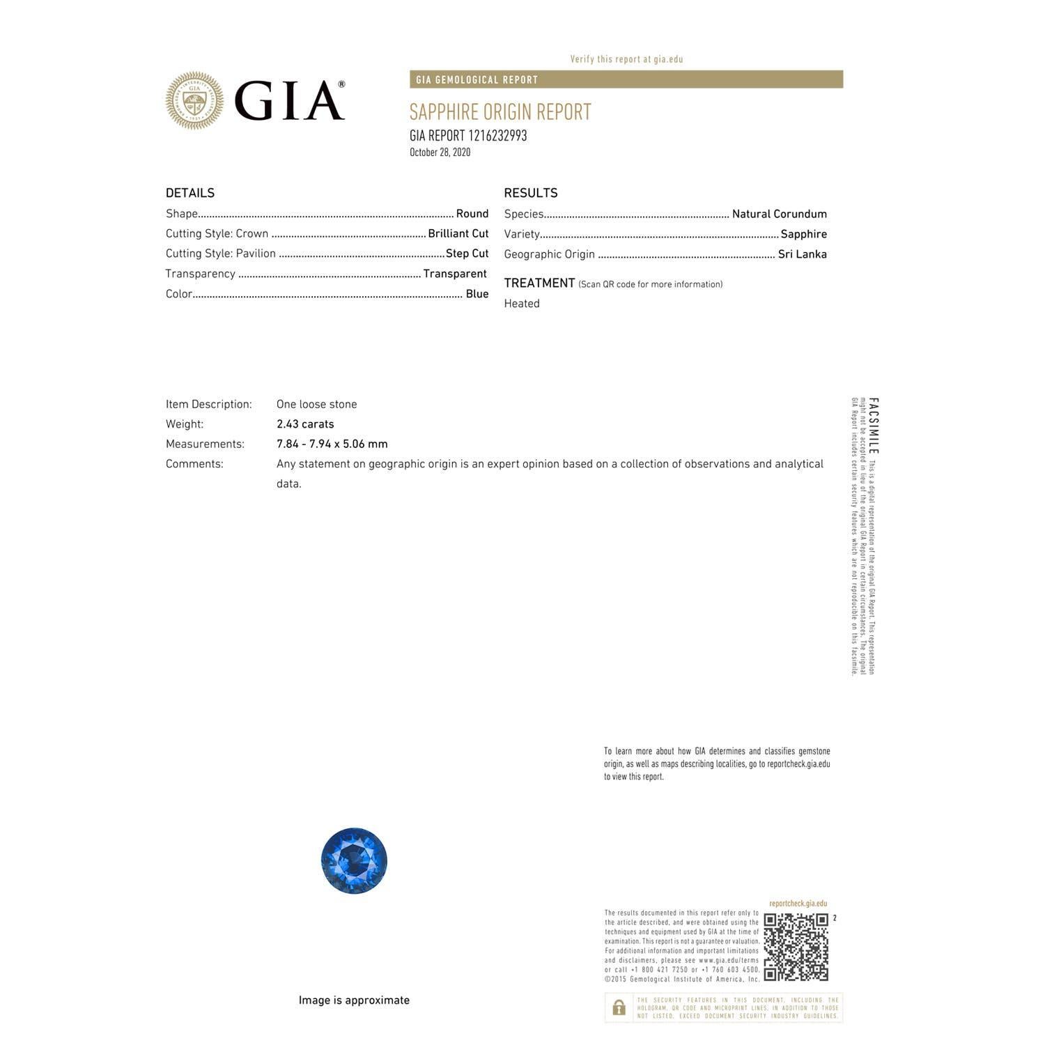 Angara natürlichen GIA zertifiziert 2,43 ct blauer Saphir drei Stein-Ring in 14K Gold (Moderne) im Angebot