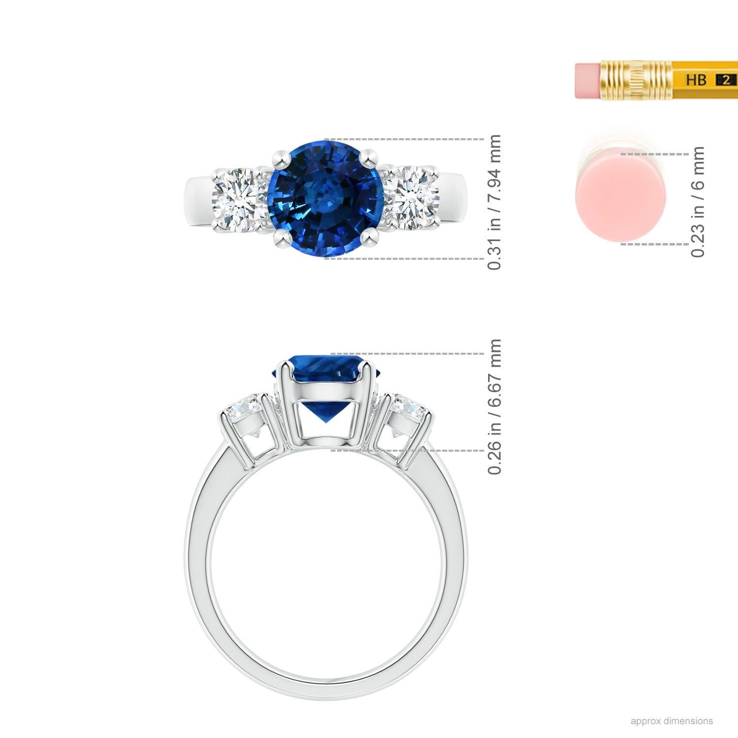 Angara natürlichen GIA zertifiziert 2,43 ct blauer Saphir drei Stein-Ring in 14K Gold Damen im Angebot