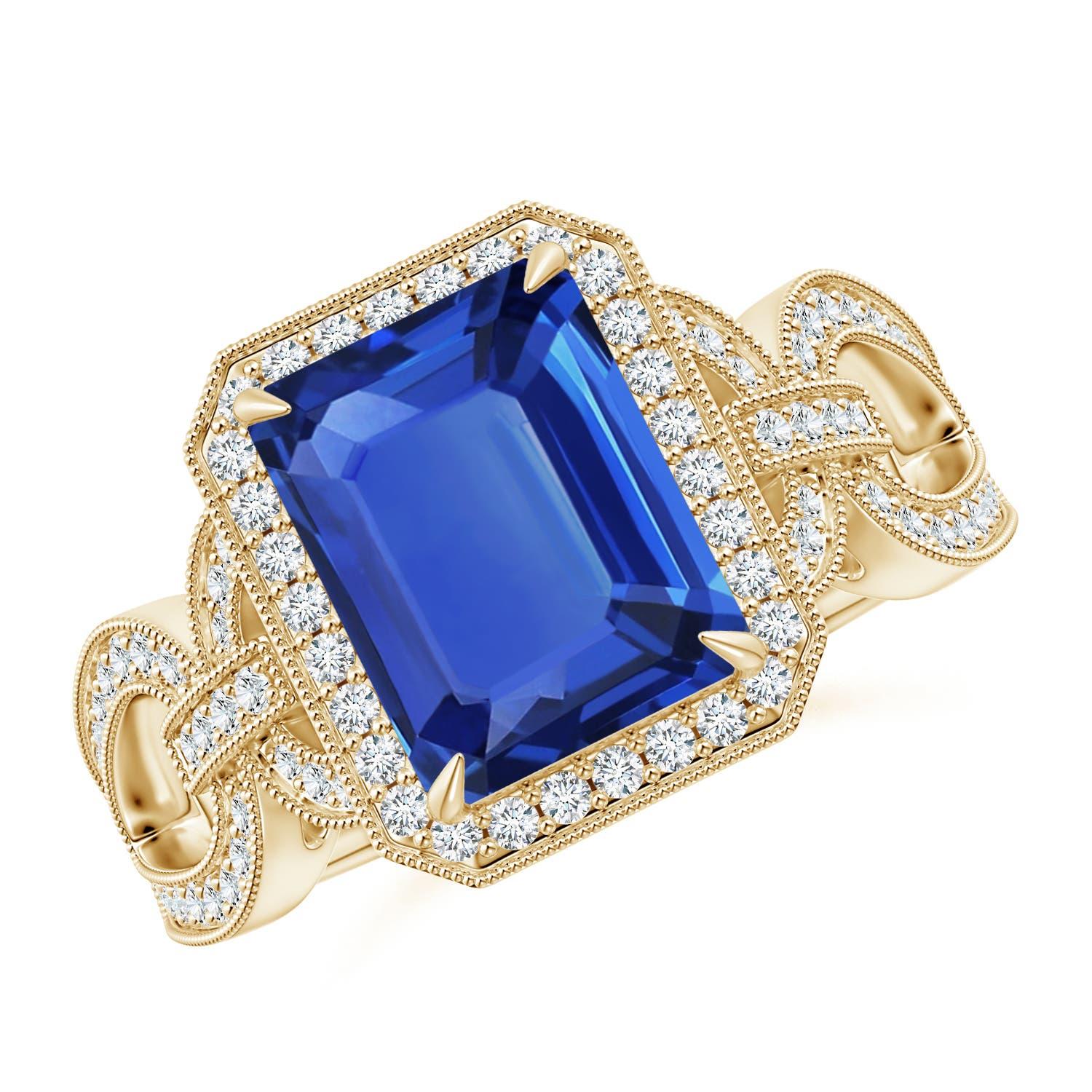 Angara Natural GIA zertifiziert 3,17 ct blauer Saphir Ring mit Diamant in 14K Gold im Angebot 3