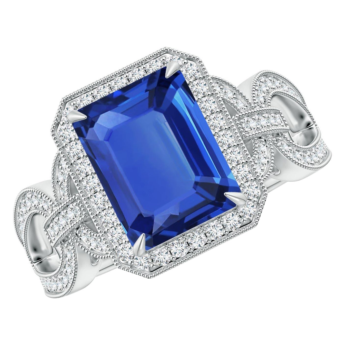 Angara Natural GIA zertifiziert 3,17 ct blauer Saphir Ring mit Diamant in 14K Gold