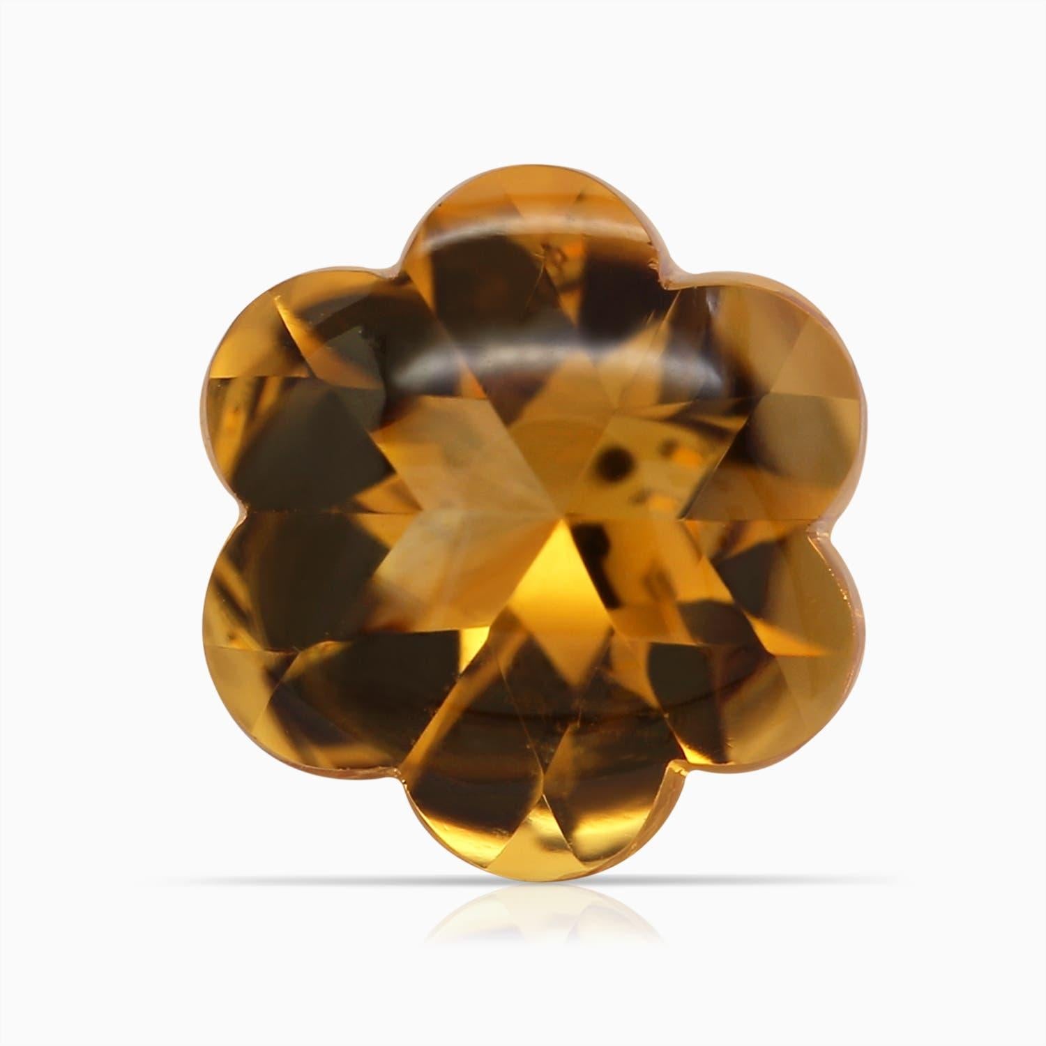 Ciondolo a forma di fiore di citrino da 3,55 carati in oro 14 carati, certificato GIA da Angara. in vendita 1