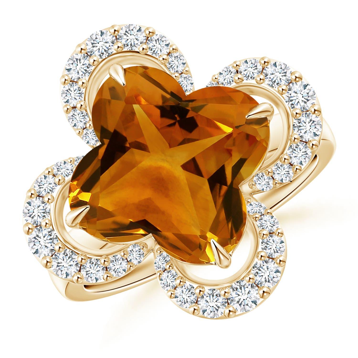 Anello di fidanzamento aureolato con citrino di Angara Nature certificato GIA da 4,04 carati in oro 14K in vendita 5