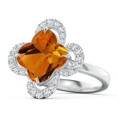 Angara Natural GIA zertifiziert 4,04 ct Citrin Halo Verlobungsring in 14K Gold