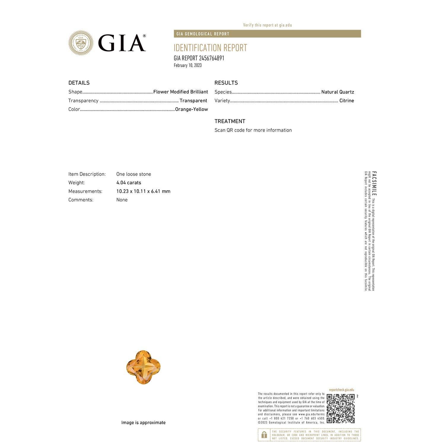 Moderno Anello di fidanzamento aureolato con citrino di Angara Nature certificato GIA da 4,04 carati in oro 14K in vendita