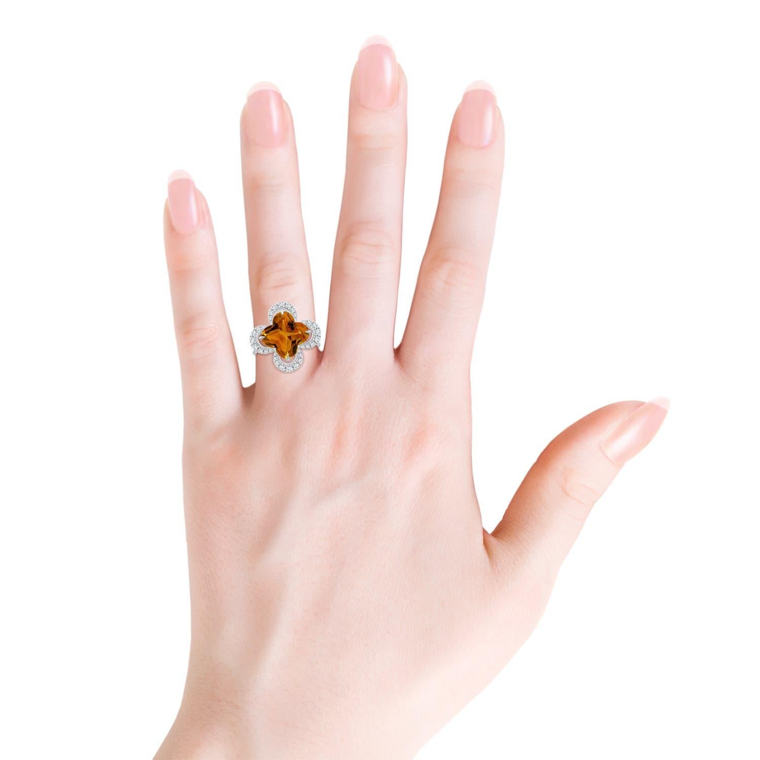 Anello di fidanzamento aureolato con citrino di Angara Nature certificato GIA da 4,04 carati in oro 14K in vendita 1