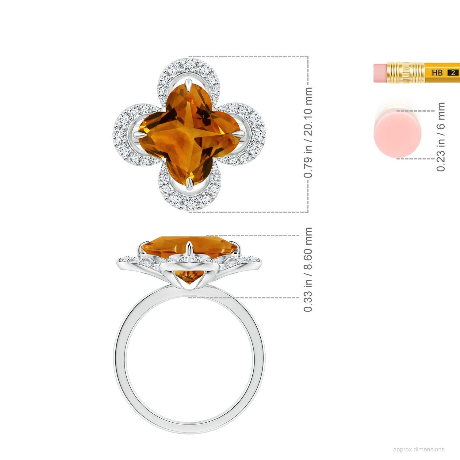 Anello di fidanzamento aureolato con citrino di Angara Nature certificato GIA da 4,04 carati in oro 14K in vendita 2